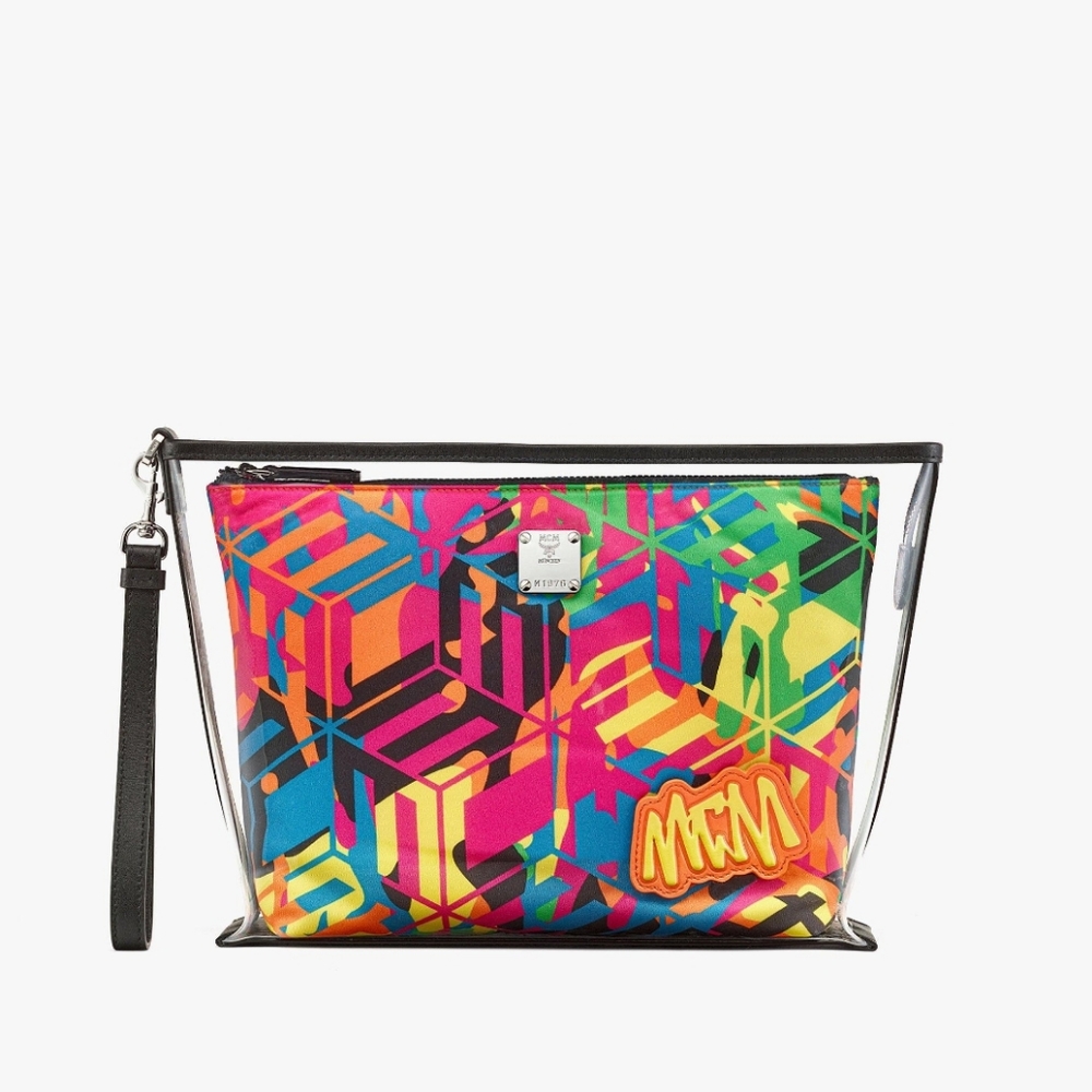 MCM Portuna Wristlet Translucent Bag With Pouch New